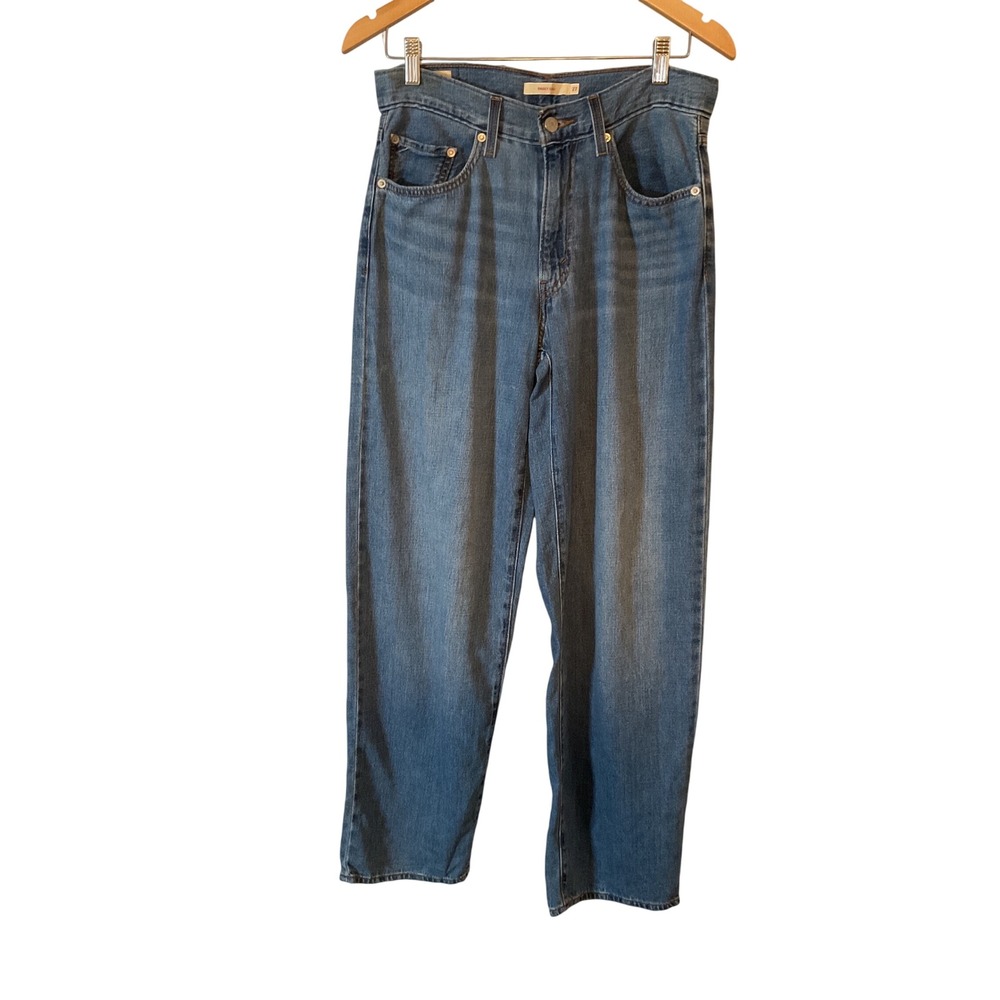 Levis Baggy Dad Jeans Womens 27 Medium Wash Blue Straight Leg Relaxed Fit Denim - Picture 2 of 8